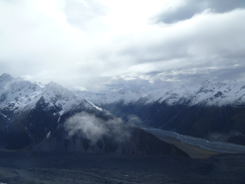 Peaks across the Tasman Valley after a night of heavy snow