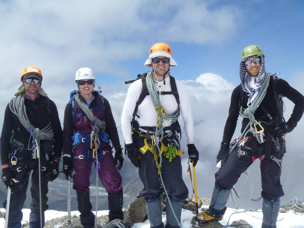 On the summit of Kaitiaki Peak. From left to right: Aaron Hunter, Katy Glenie, Jim Barran, Me