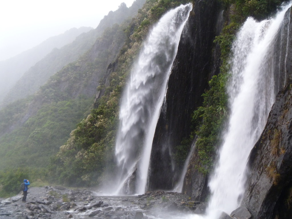 The rain was so heavy that waterfalls were forming in places where typically there was nothing to see
