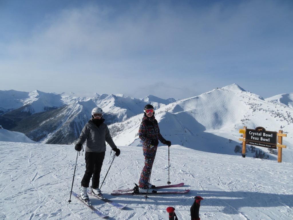 Mum and Emma on top of CPR ridge at Kicking Horse.
