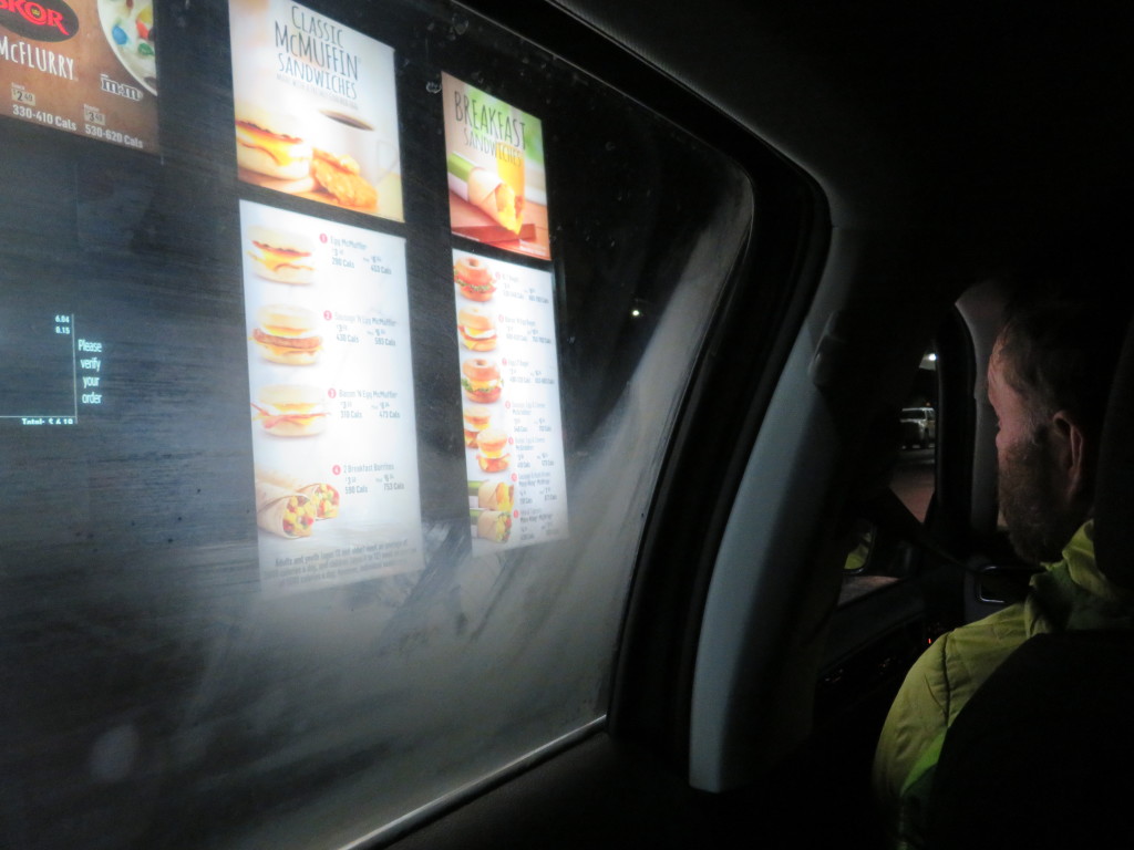 Canadian ice climbing: no bivvying required, just an early morning swing by McDonalds.