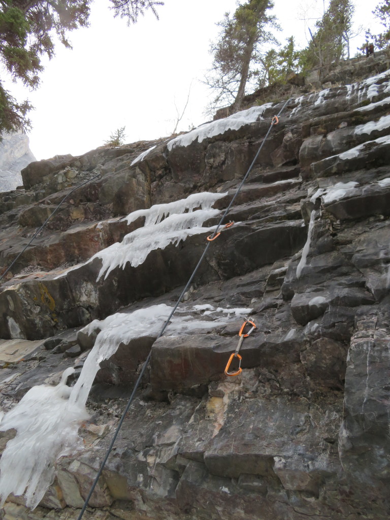 A mixed route adjacent the main ice flow which we attempted.