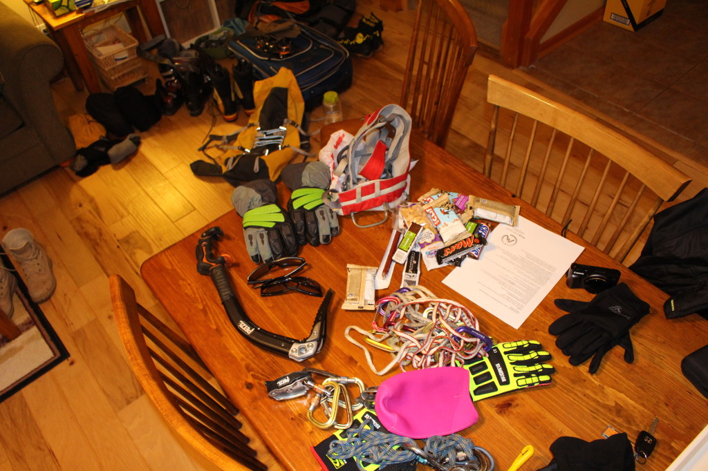 Preping the gear for a day of ice cragging. The cold weather means there is a lot to think about gear wise, even compared with Trad climbing.